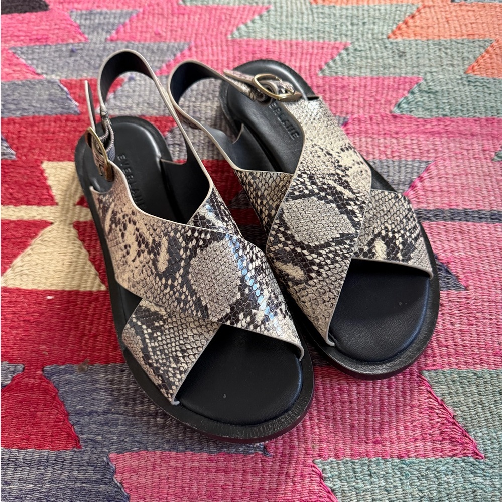 Everlane The City Crossover Sandal - Snake Print Sz 6